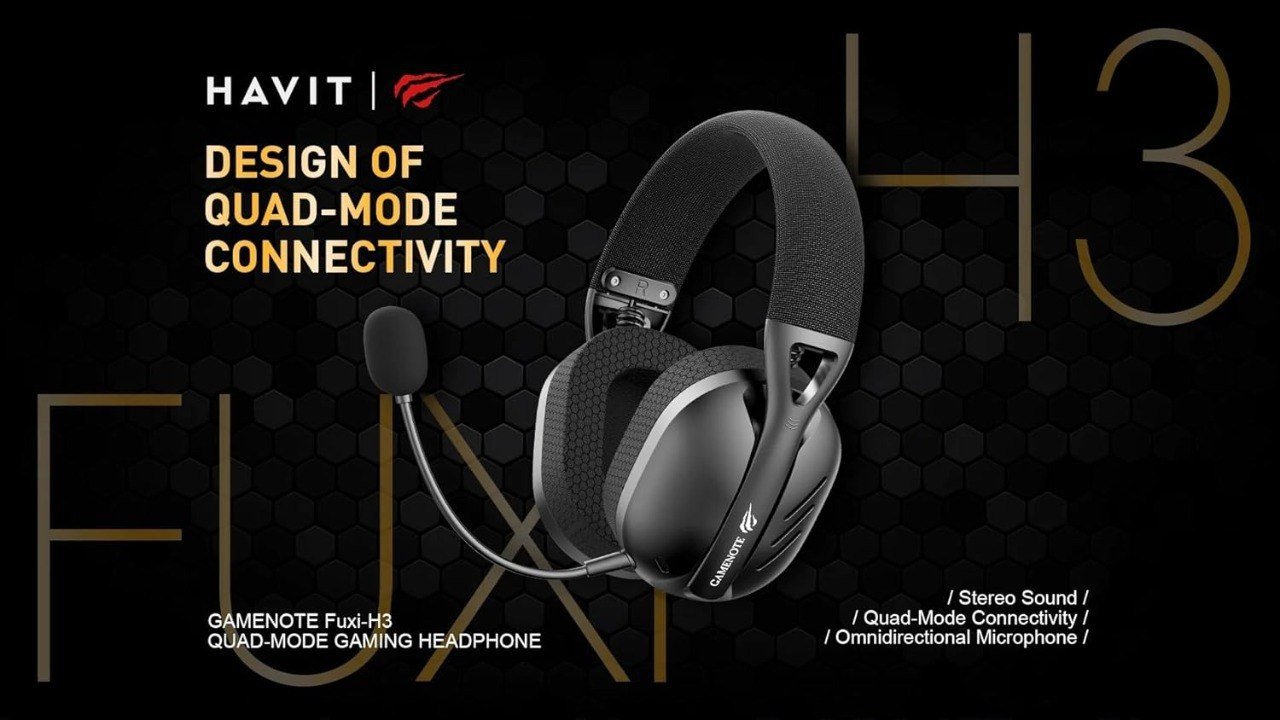 Headset Havit sem fio Fuxi-H3 Black Com Fio e Sem Fio, Wireless 2,4GHz, Bluetooth, Cabo USB-C 🎧🎧