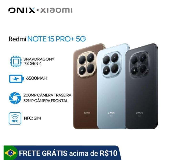 Xiaomi Redmi Note 15 PRO+ 5G, Processador Snapdragon® 7s Gen 4, Versão Global, Câmera 200MP, Bateria 6500mAh 📱⚡️