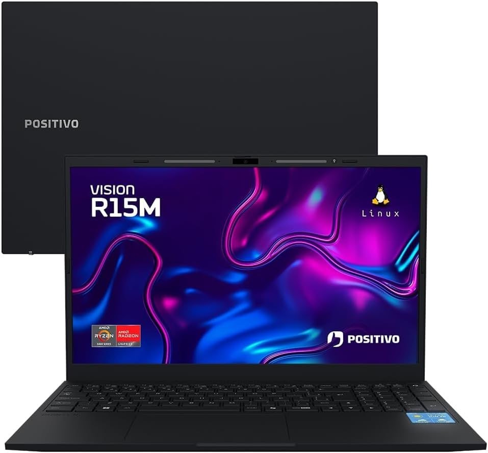 Positivo Vision R15M, Notebook AMD Ryzen 7-5825U, 32GB RAM, 512GB SSD, Tela 15,6" Full HD IPS, Minitela Integrada, Linux 🖥️💻