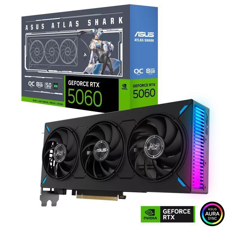 Placa de Vídeo ASUS ATS RTX 5060 O8G NVIDIA Geforce, 8GB, GDDR7, Triple Fan, OpenGL 4.6, DLSS 4 🚀🎮