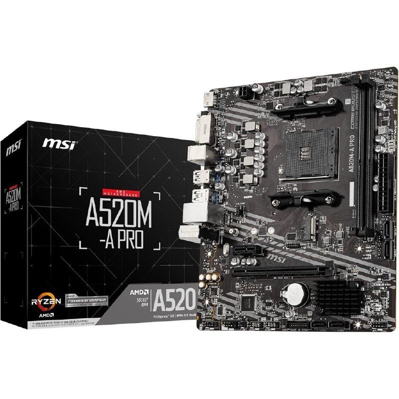Placa Mãe MSI A520M-A PRO (AM4/2xDDR4/HDMI/DVI-D/M.2/USB 3.2) 🖥️