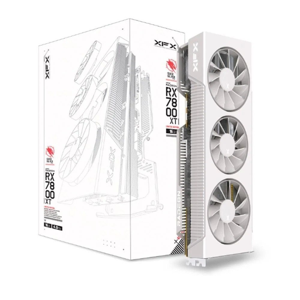 Placa de Vídeo RX 7800 XT Magnetic Air Gaming Graphics Card XFX Qicksilver White AMD Radeon 16GB GDDR6 Freesync 🖥️🎮