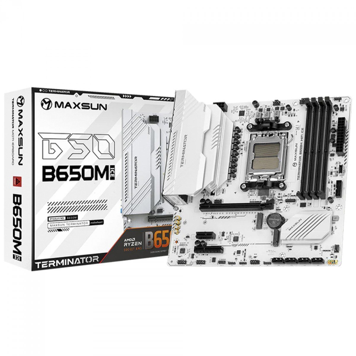 Placa Mãe Maxsun Terminator B650M WiFi ICE, Chipset B650, AMD AM5, mATX, DDR5 🖥️