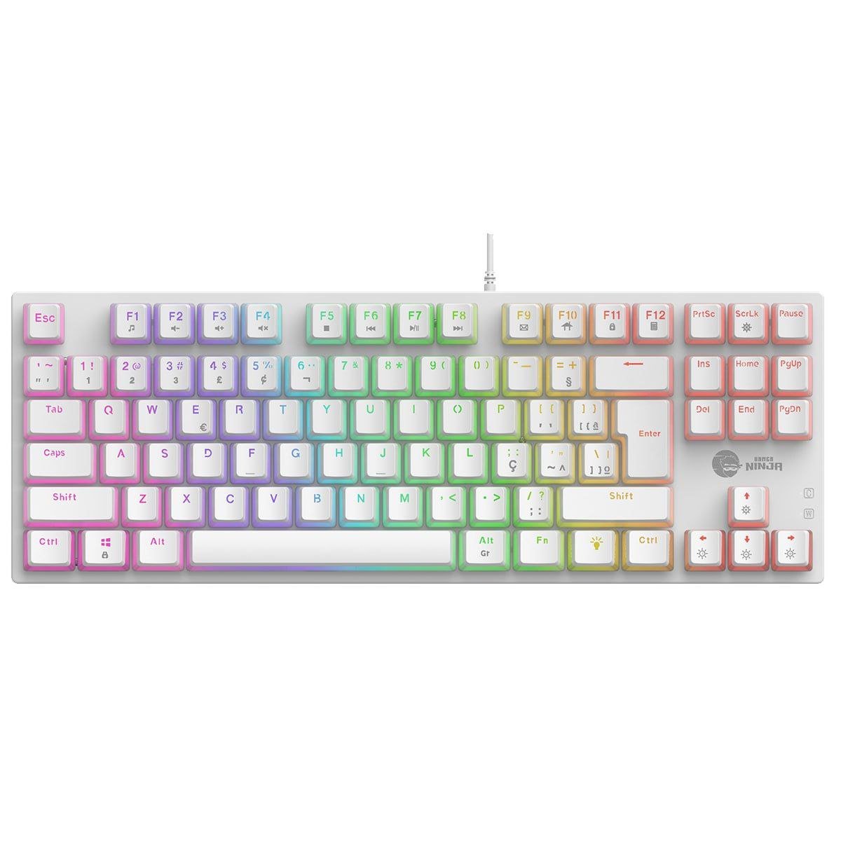 Teclado Mecânico Gamer Ninja Leap Pudim, Switch Blue, Rainbow, ABNT2, White