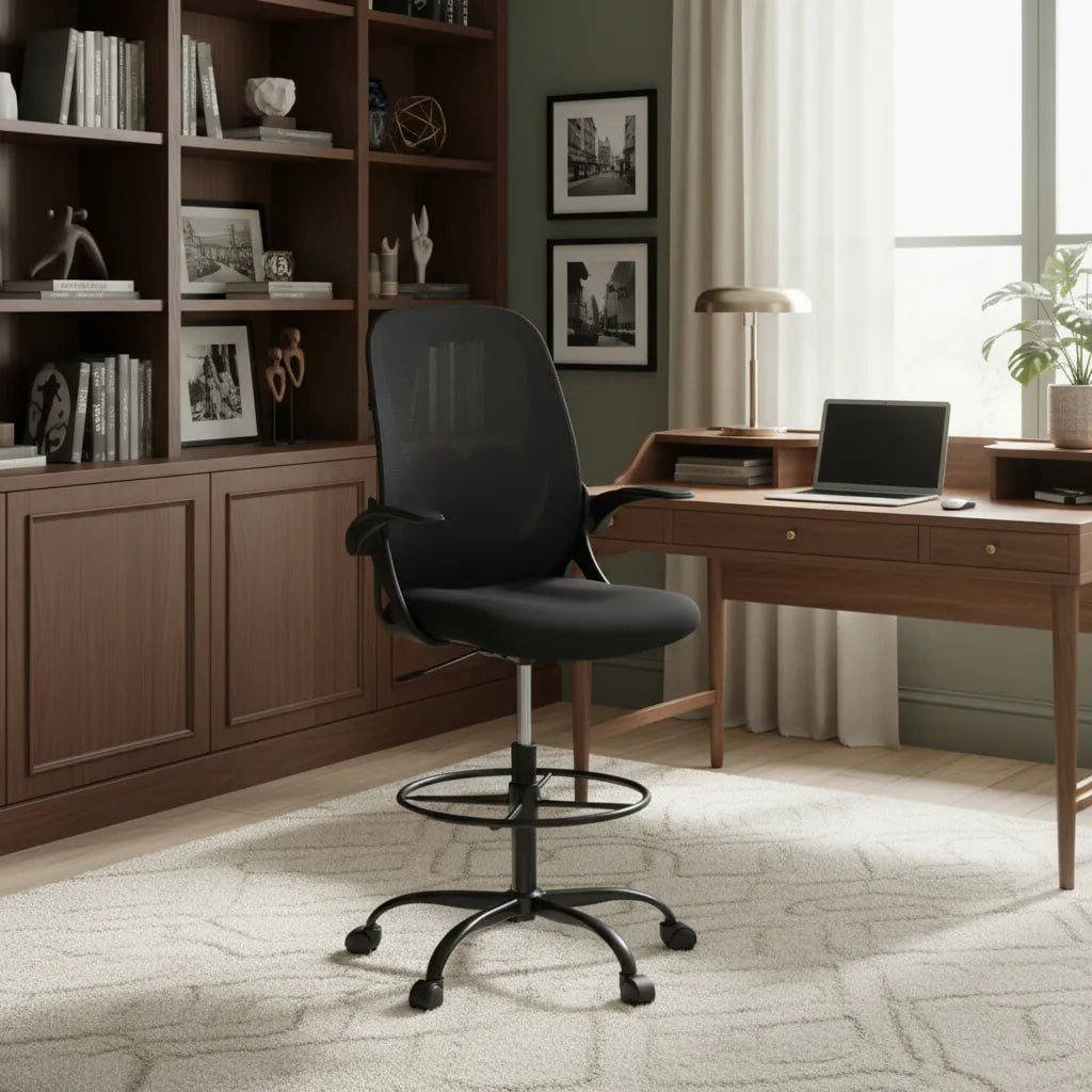 Cadeira De Escritório Ergonômica Caixa Alta Bq01 Suporte Lombar Dentista Cor preta luvinco 👋