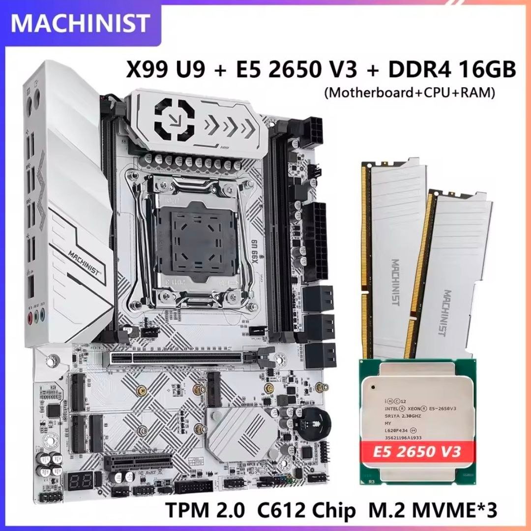 Placa-mãe MACHINIST X99 U9 TPM2.0 com Intel Xeon E5 2650 V3 🖥️