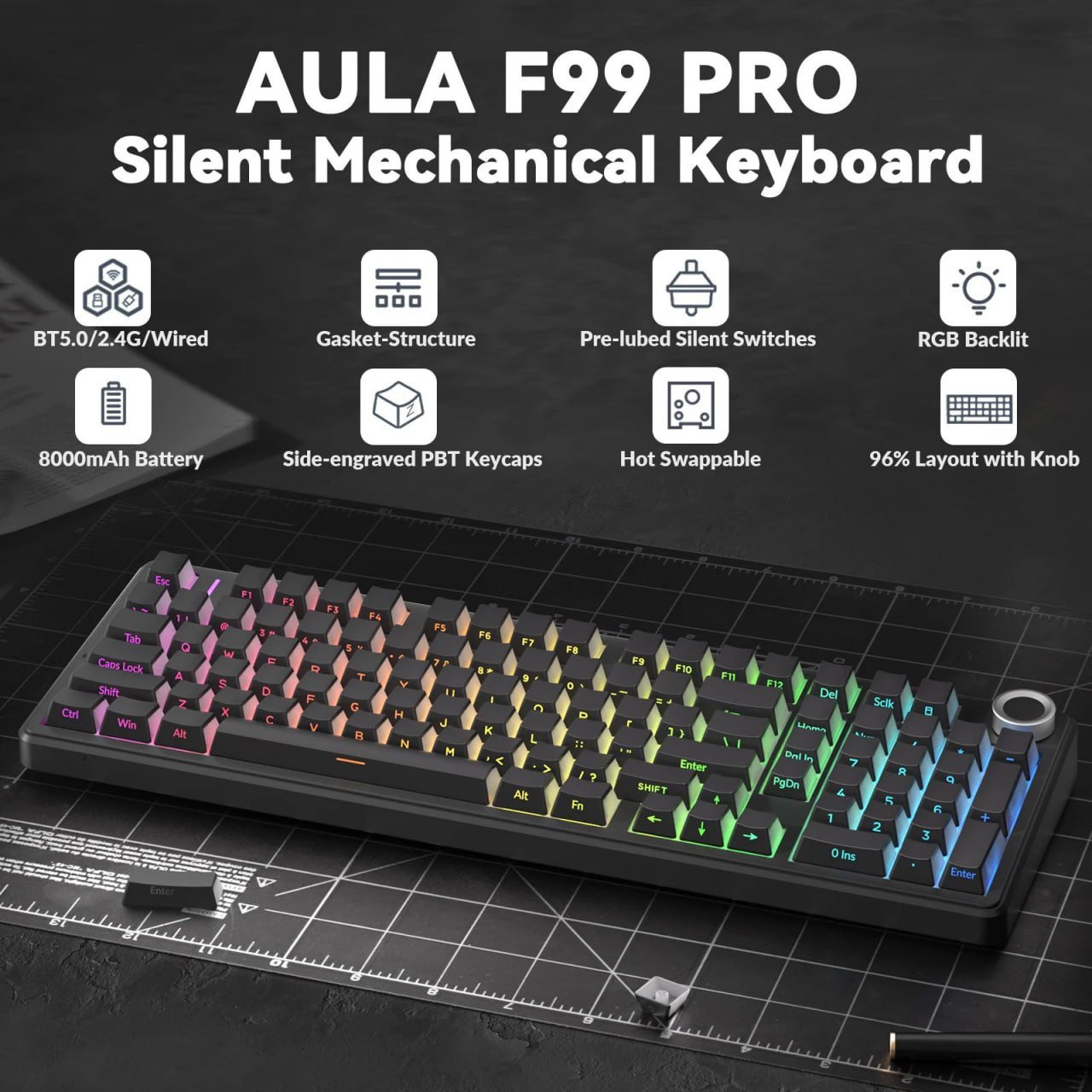 Teclado Gamer Sem Fio Aula F99 Pro RGB 🖱️🎮