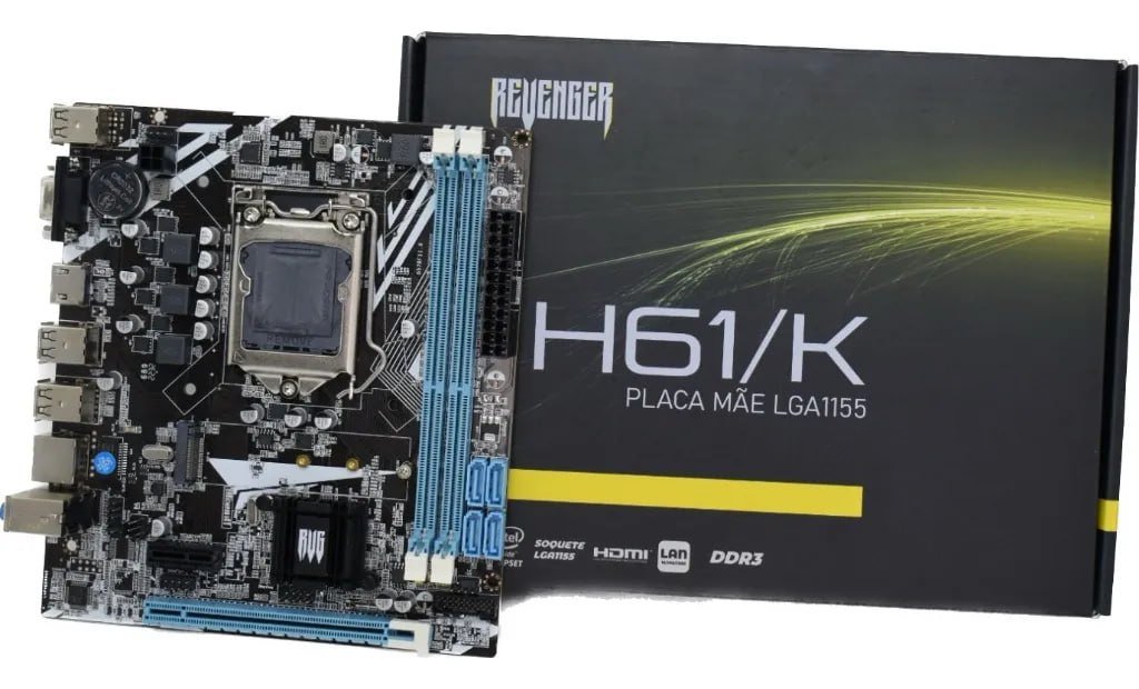 Placa Mãe H61/K Intel I3 I5 I7 LGA1155, Nvme