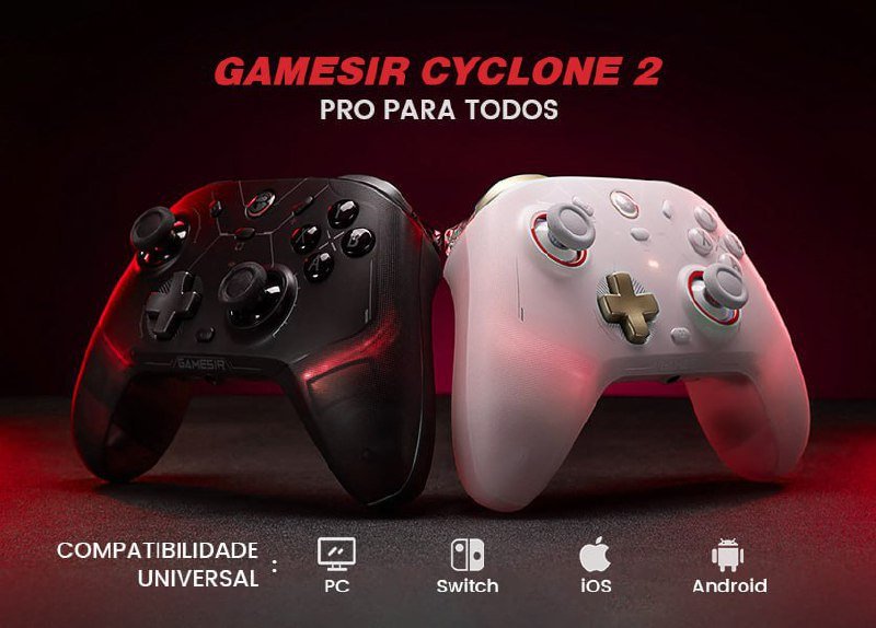 Controle Sem Fio GameSir Cyclone 2 Analógicos TMR Magnéticos Gatilhos Hall Effect 1000Hz 🇧🇷🕹️🎮