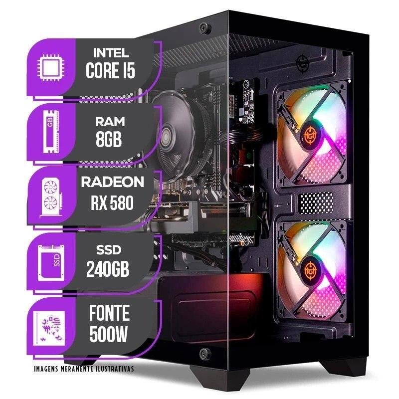 PC Gamer Mancer, Intel Core i5, RX 580 8GB, 8GB DE RAM, SSD 240GB, Fonte 500W 80 Plus 🖥️🎮