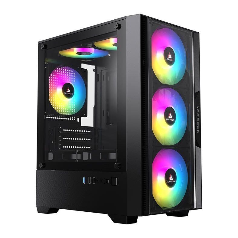 Gabinete Gamer Acegeek Stratus Glass, Mid-Tower, Lateral de Vidro, Preto, AG-STRATUS-GLASS-BK 🖥️🛒