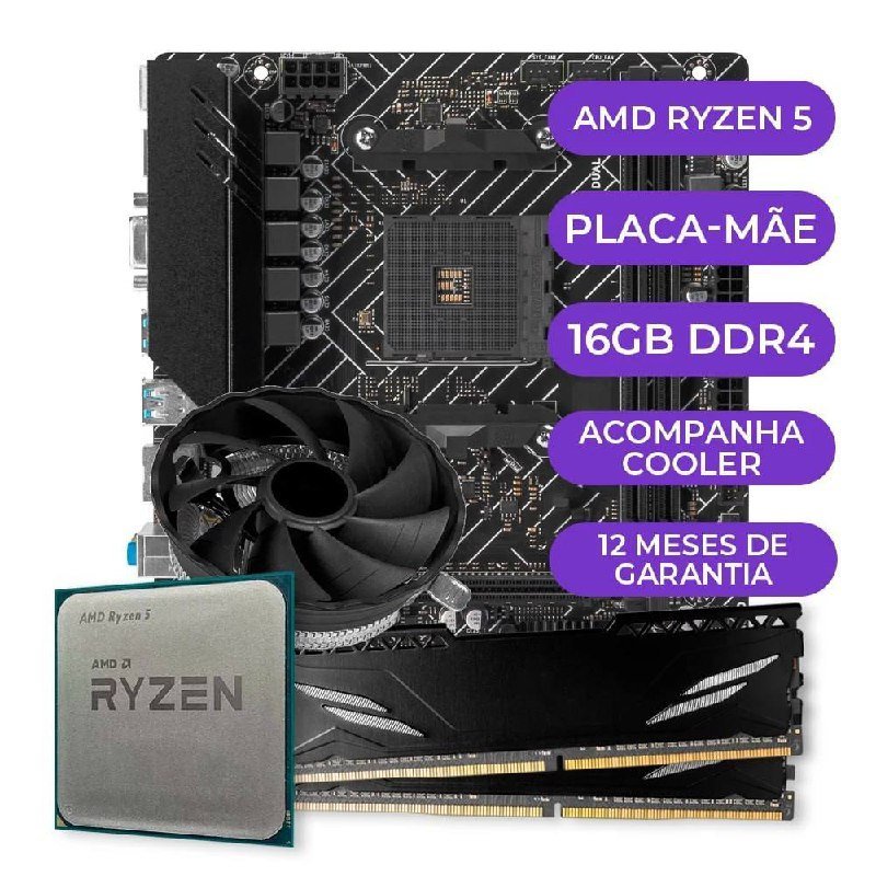 Kit Upgrade Gamer, Processador AMD Ryzen 5 5600GT, A520M AM4, 16GB DDR4 🛒🎮