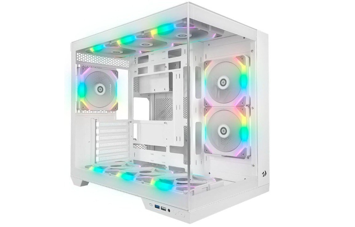 Gabinete Gamer Redragon Wideload Pro - Mid Tower, USB 3.0+2.0, Aquário, Vidro Panorâmico - Branco 🎮🖥️
