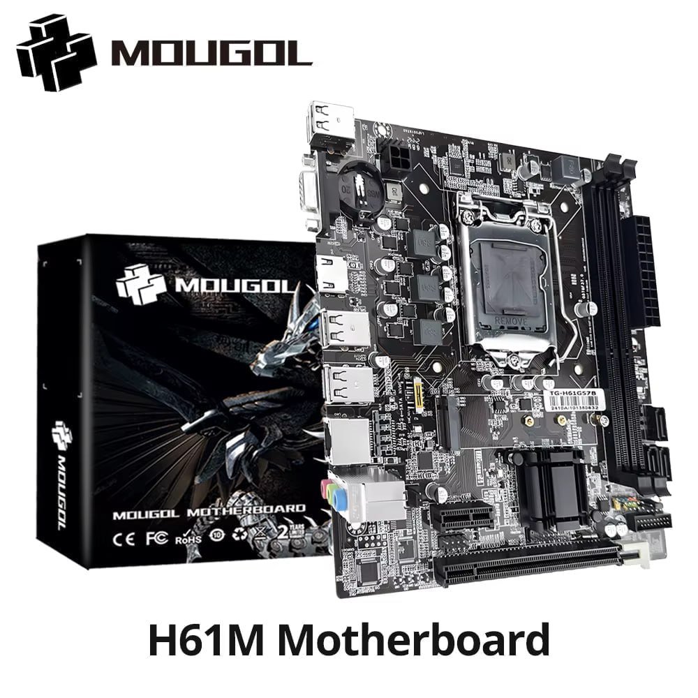 Placa-mãe LGA 1155 Mougol H61 M.2 NVME PCIEx16 DVI / Intel Core 2/3gen 🖥️🔧