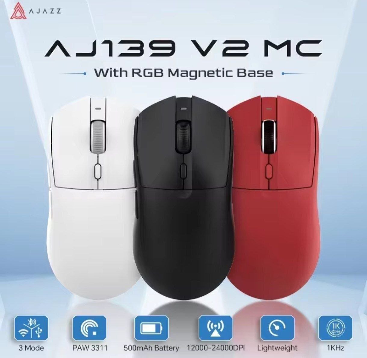Mouse Ajazz AJ139 V2 MC PAW 3311 + DOCK 🖱️🎮