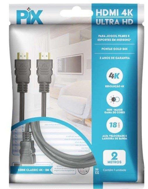 Cabo Hdmi 2.0 4K Hdr 19P 2M Pix Gold, Preto 🖥️🔌