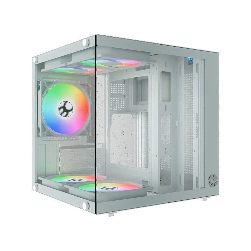 Gabinete Gamer Bluecase Life Pro BG-066, Micro-ATX, Mini-ITX, 5x Fans Rainbow, Lateral em Vidro, Branco 🖥️🎮
