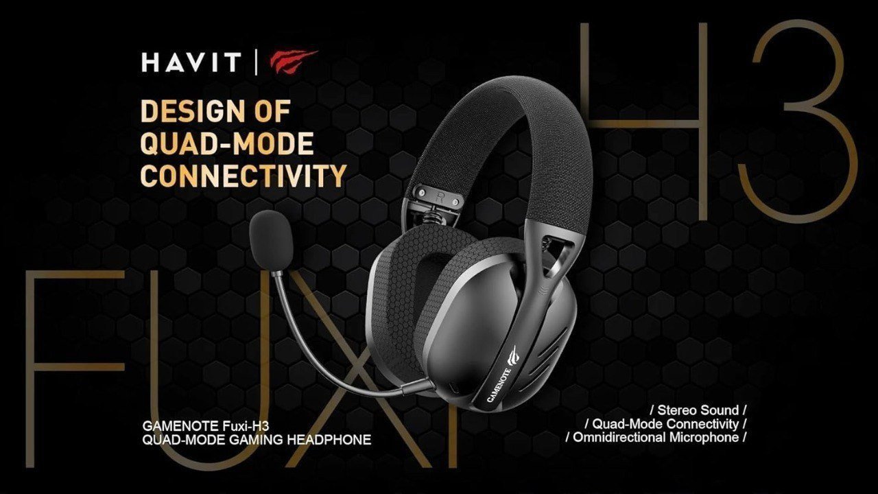 Headset Havit sem fio Fuxi-H3 Black Com Fio e Sem Fio, Wireless 2,4GHz, Bluetooth, Cabo USB-C 🎧🎶