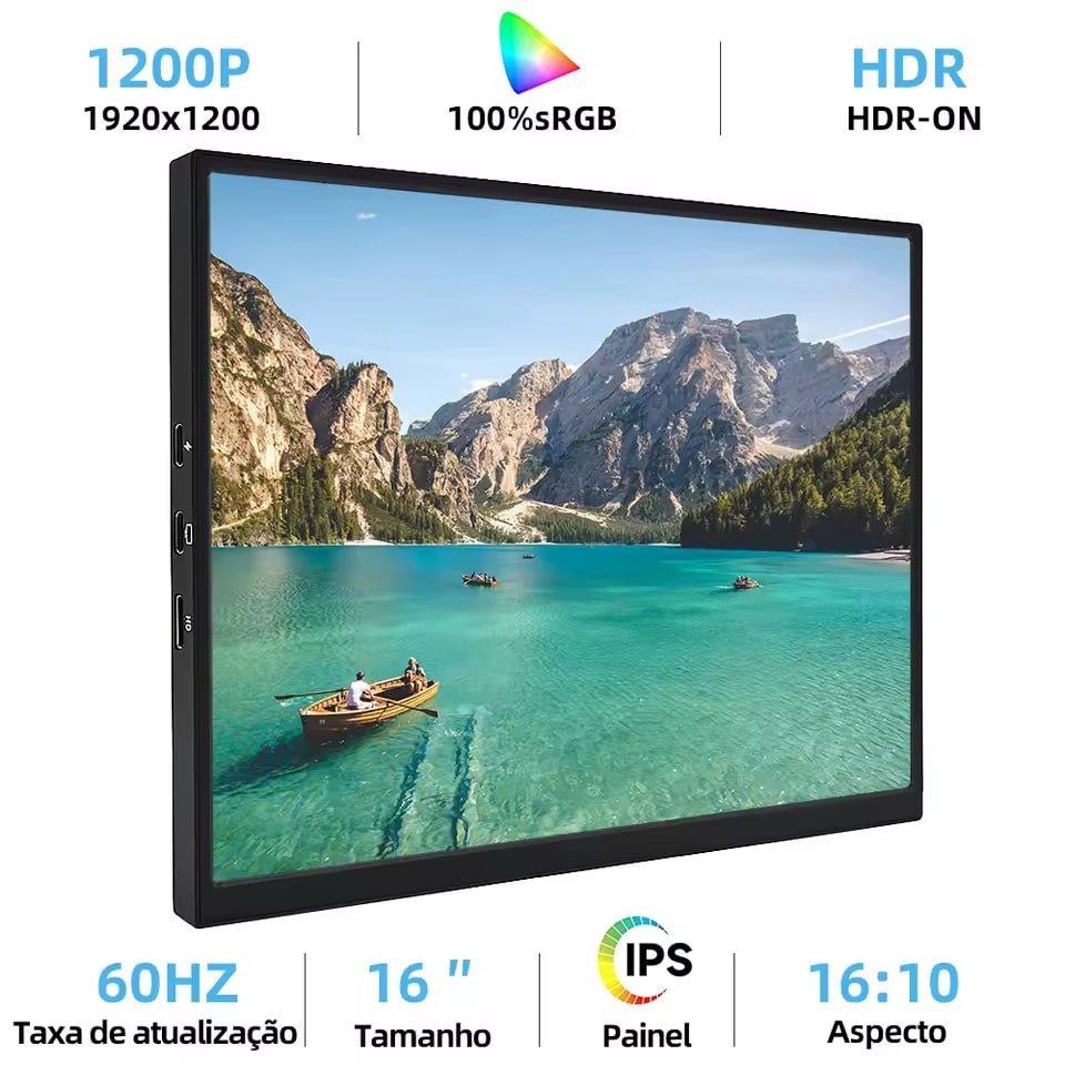 Monitor Portátil ZSUS 16 Polegadas 16:10 (1920*1200px) 🇧🇷🖥️