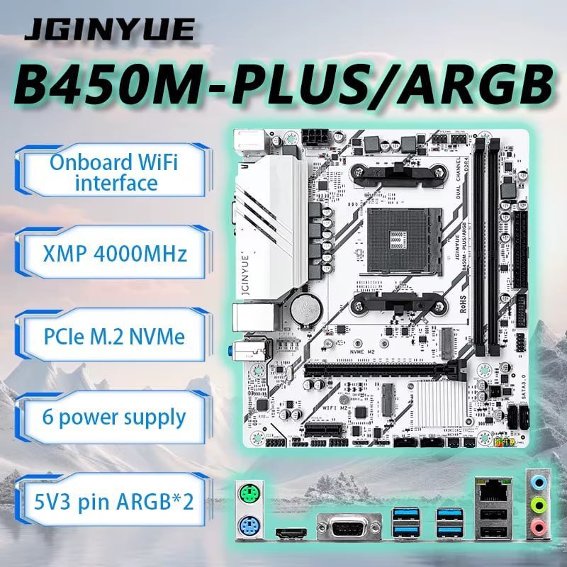 Placa-mãe JGINYUE B450M PRO ARGB 🔧💻