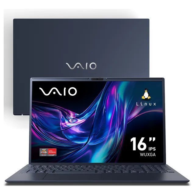 Notebook Vaio Fe16 AMD Ryzen 5-5625U Linux 12GB 512GB SSD Tela 16 IPS WUXGA Antirreflexo Cinza Grafite VJFE69F11X-B1211H Memória Expansível Até 64GB 🖥️