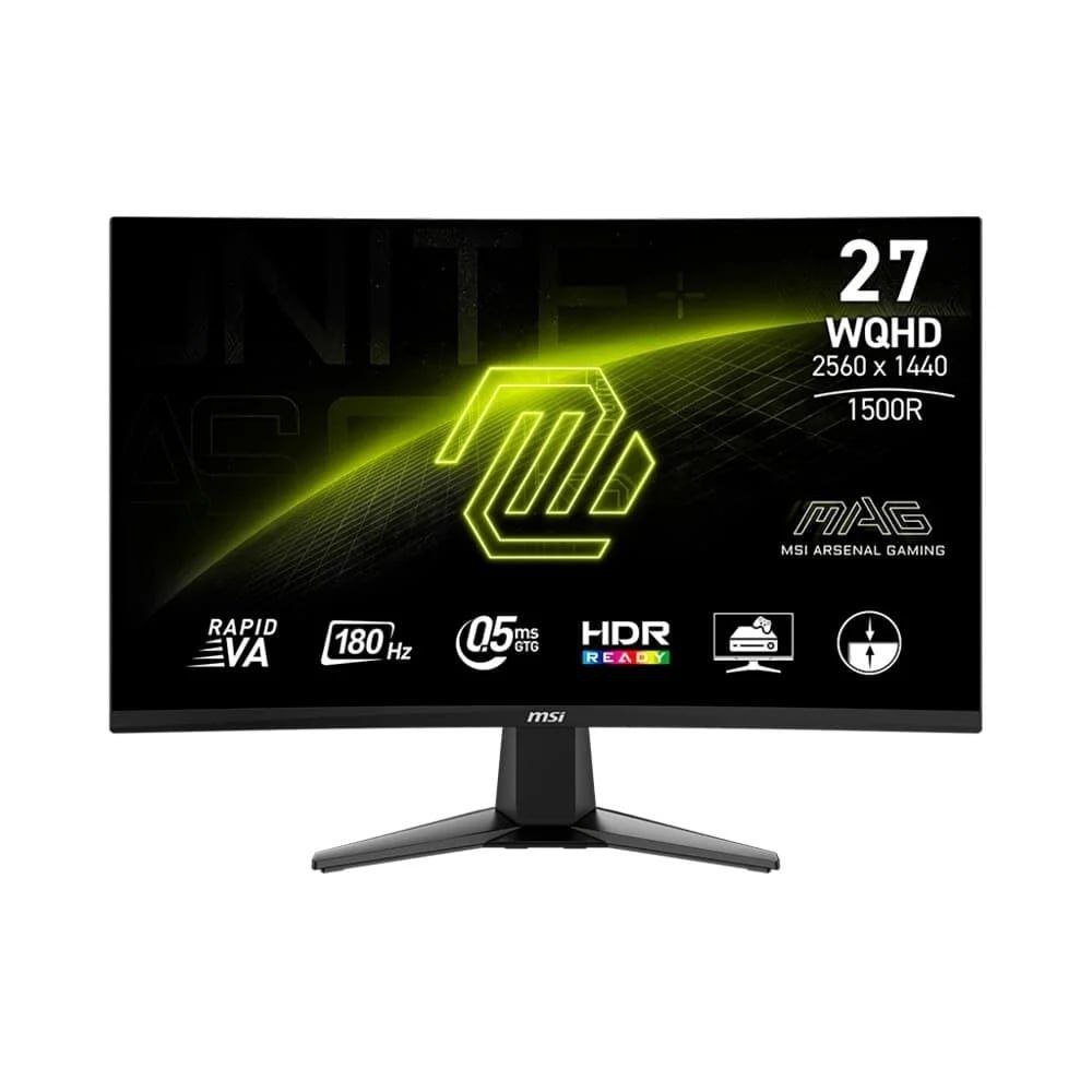Monitor Gamer Curvo MSI MAG 27", QHD, 180Hz, 0.5ms, VA, FreeSync, HDR, HDMI e DP, Preto - 27CQ6F 🖥️🎮