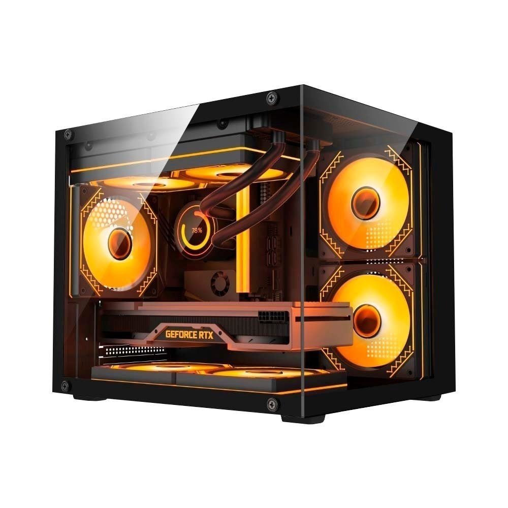 Gabinete Gamer Duex Aquario, Mid-Tower, Lateral e Frontal de Vidro, Preto, sem Fan 🖥️🛒