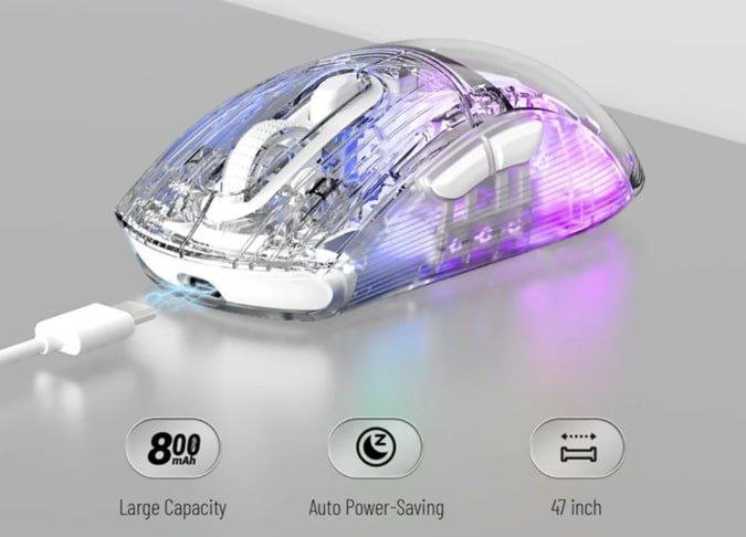 Mouse Gamer sem Fio Attack Shark X2 Transparente, Tri-Mode, RGB, 2400 DPI, Sensor PixArt 3212 🖱️🎮