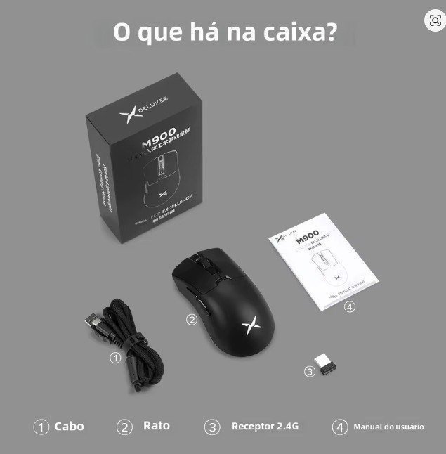 Mouse Sem Fio Delux M900 SE PAW3311 - 1000Hz - +-63g - 2.4Ghz/Com Fio - 400mAh 🖱️
