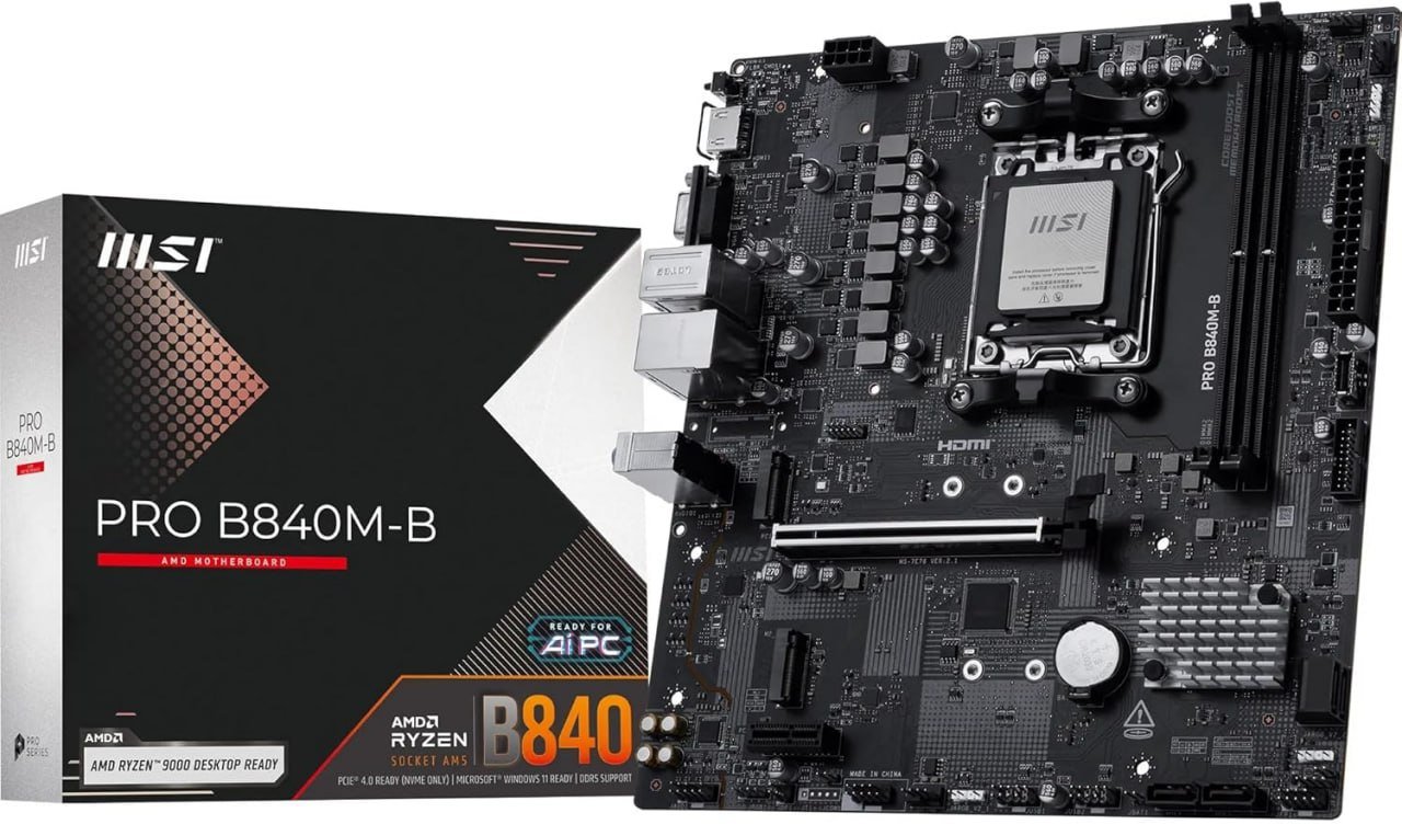Placa‑Mãe MSI PRO B840M‑B AM5 DDR5 - Ryzen™ 9000/8000/7000 🛒💻