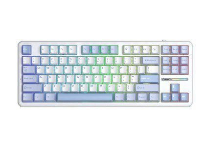 Teclado Mecânico Sem Fio Aulaf87 Para Gamers Rgb Modo Triplo Azul-claro 🔥🔥
