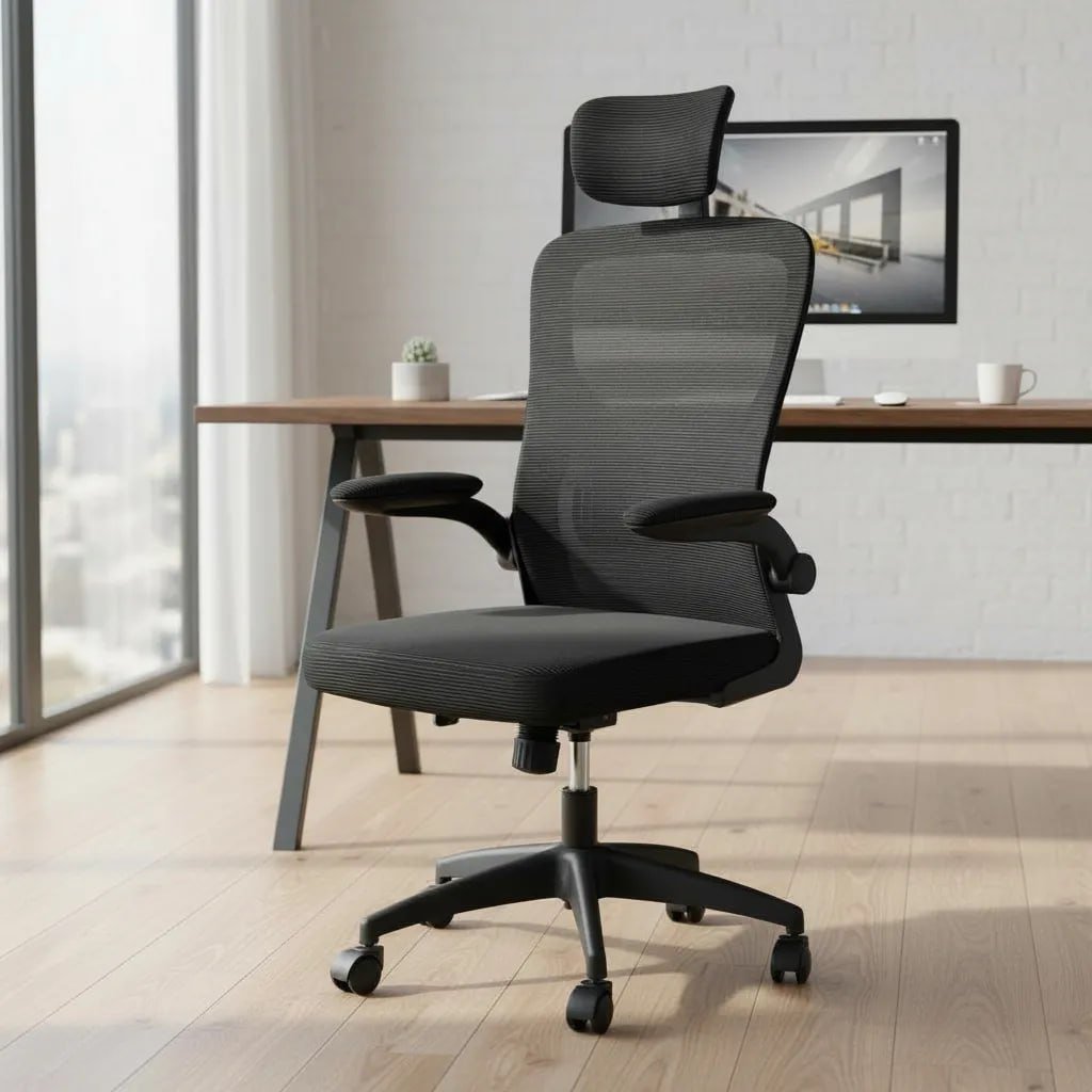 Cadeira De Escritório Mesh Ergonômica Reunião Giratória Preto 🪑