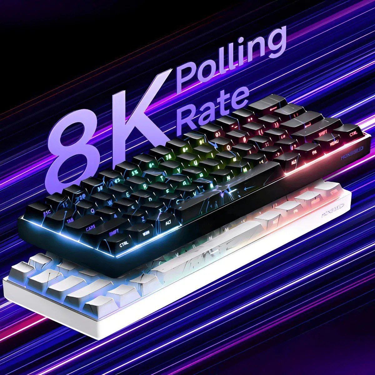 Teclado Magnético Akko Monsgeek 8000Hz Fun60 Pro 0,01mm C\Fio Preto 🖥️⌨️