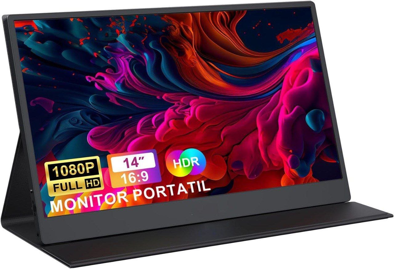 Bettdow Monitor Portátil 14'', FHD 1080P, USB C Dupla/HDMI, IPS, Extensor de Tela para Notebook com VESA e Funda Inteligente Magnético, Plug and Play 🖥️