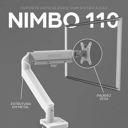 Suporte Articulado Para Monitor Zinnia Nimbo 110, 13 Pol. a 32 Pol., Branco, ZNO-ZNNBO110-WH01 🖥️