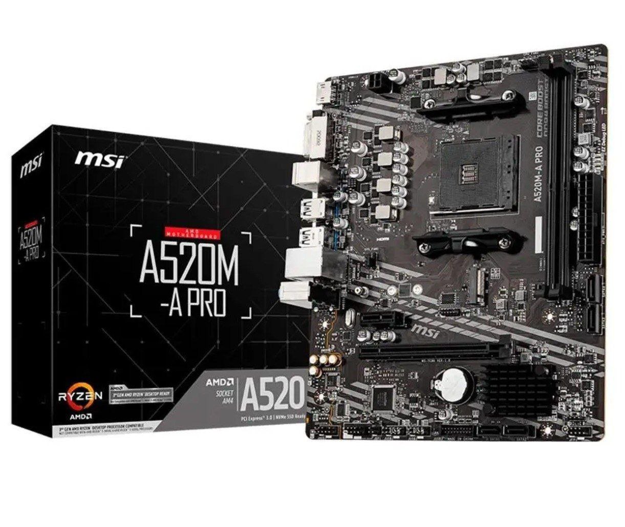 Placa Mãe MSI A520M A Pro AMD AM4 MATX DDR4 Preto A520M A Pro 💻