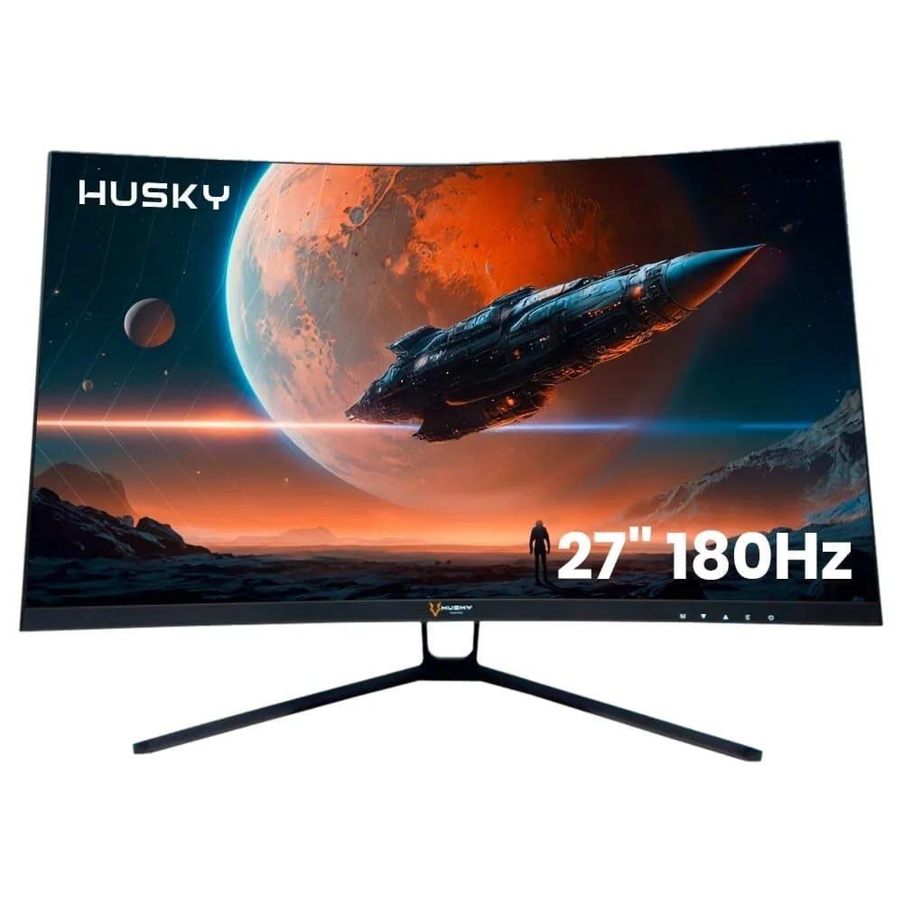 Monitor Gamer Husky Storm 27' LED, Curvo, 180Hz, Full HD, 1ms, DisplayPort e HDMI, 99% sRGB, Adaptive Sync, Ajuste de Ângulo - HGMT001 🖥️🛒
