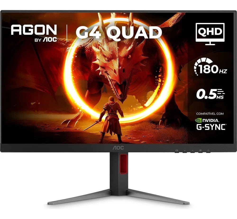 Monitor Gamer AOC AGON QUAD 27” IPS Quad HD 180Hz 0.5ms Base Ajustável 🖥️🎮