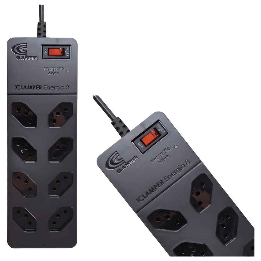 Filtro De Linha com DPS iCLAMPER Energia 8 Tomadas Régua com Tecnologia LCF 🛒🔌