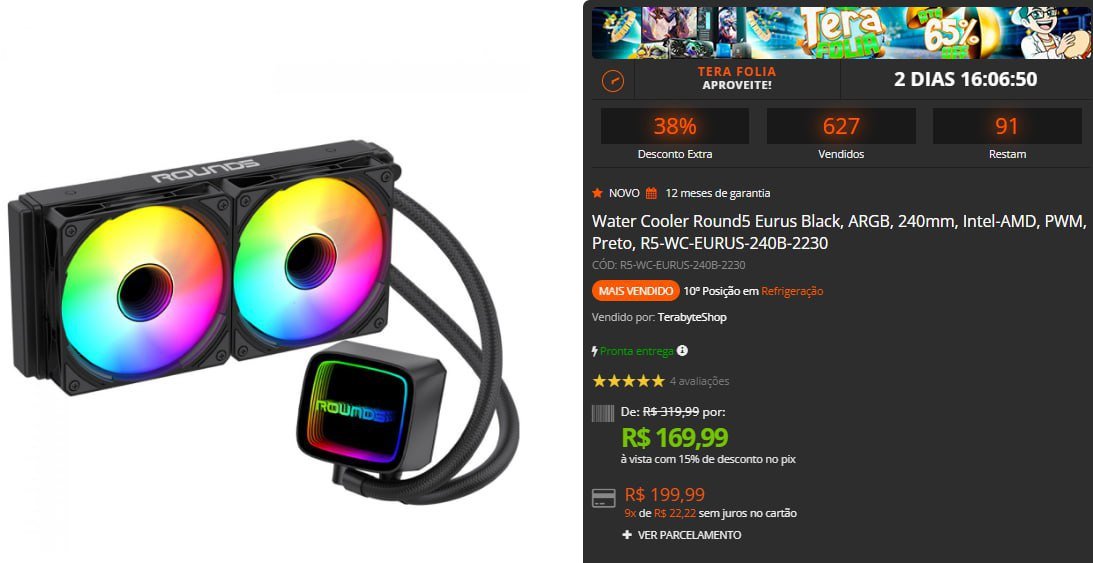 Water Cooler Round5 Eurus Black, ARGB 💧🖤