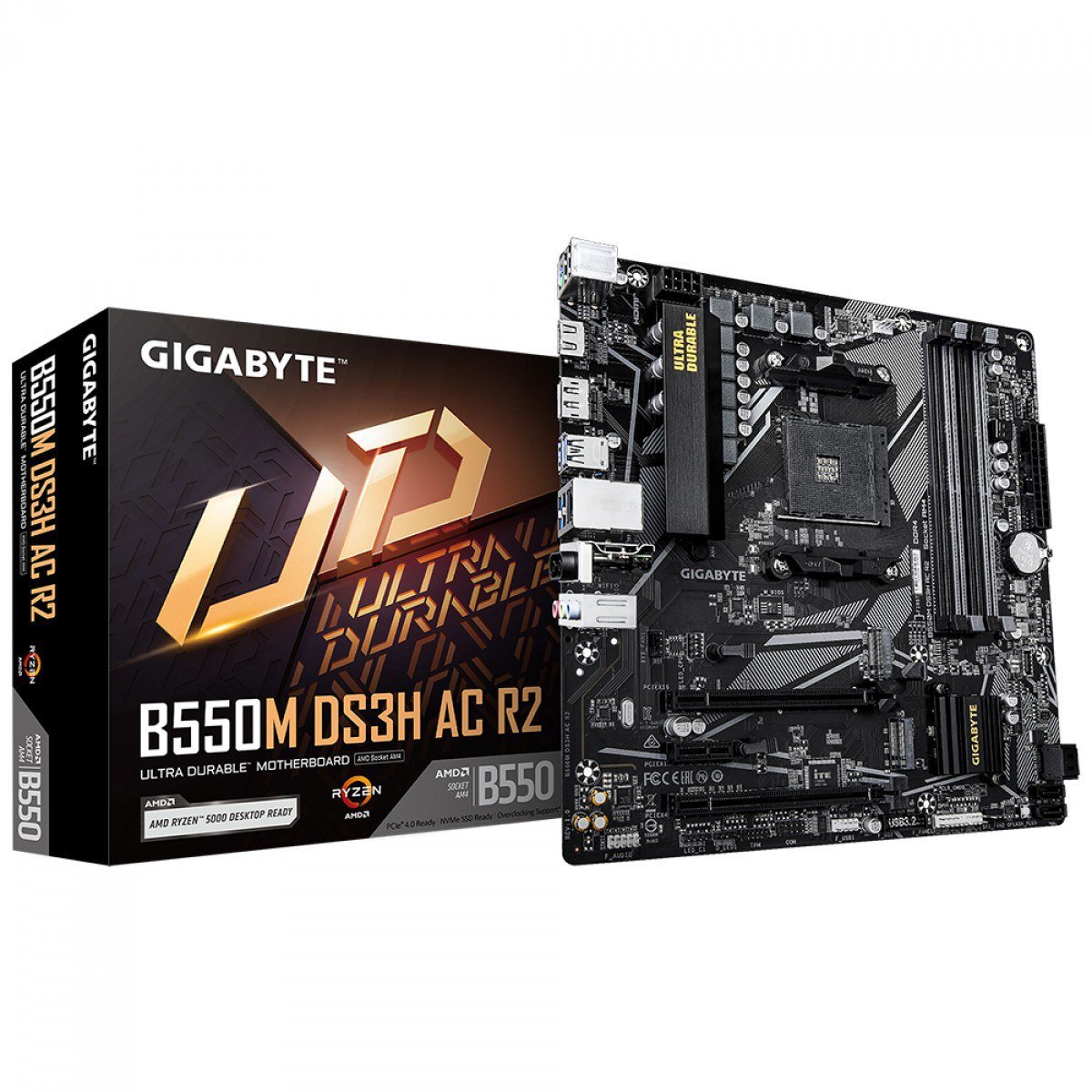 Placa Mãe Gigabyte B550M DS3H AC R2, Wi-Fi, Chipset B550, AMD AM4, mATX, DDR4 ✨
