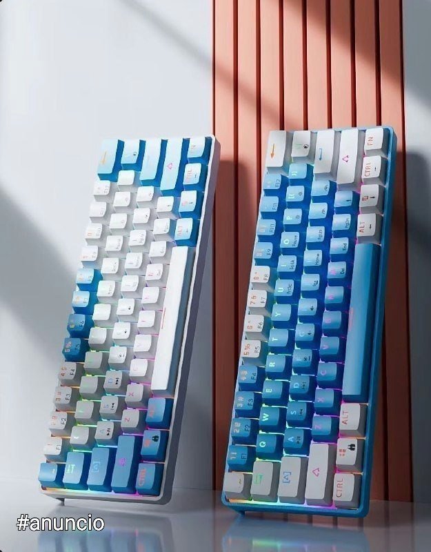 Teclado mecânico MUCAI-MK61 (cores azul e branco) 🎮⌨️