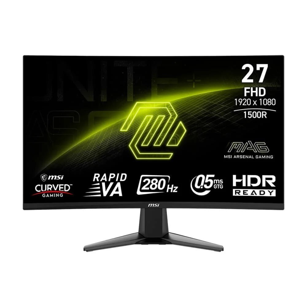 Monitor Gamer Curvo MSI MAG 27" FHD, 280Hz, 0.5ms, VA, Adaptive-Sync, DP e HDMI, HDR, Preto 🖥️🎮