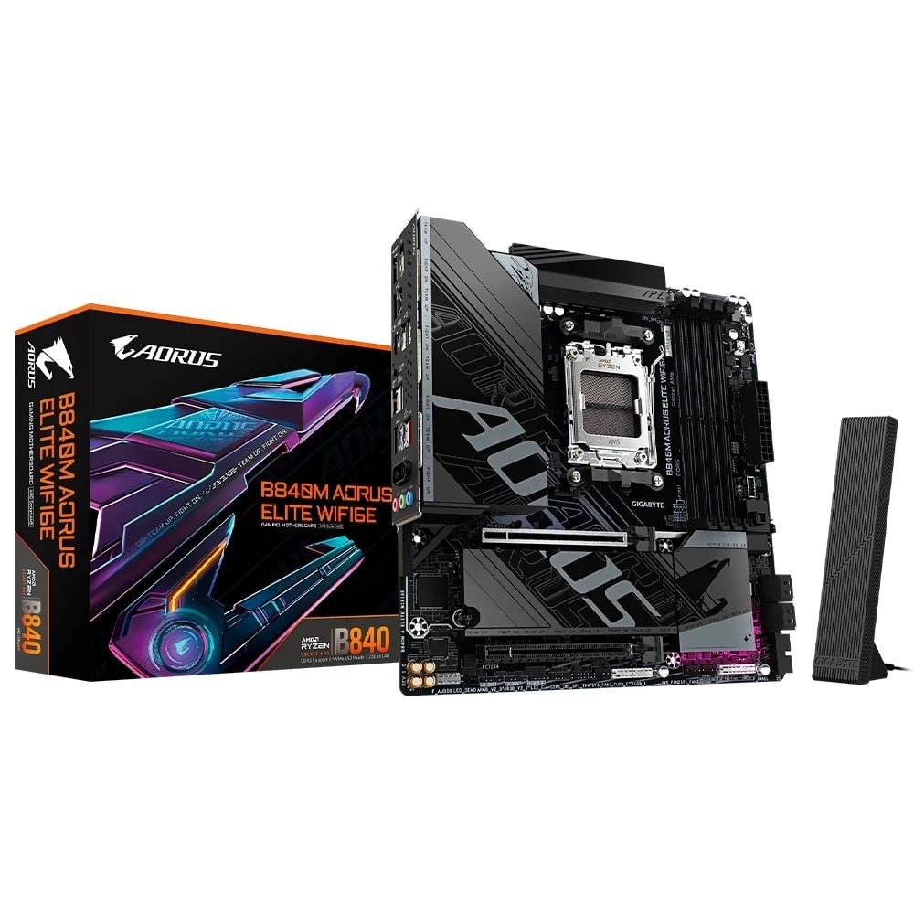 Placa Mãe Aorus Elite B840M Gigabyte Wi-Fi 6E Socket AMD AM5 / DDR5 - M.2 NVME 🖥️⚡