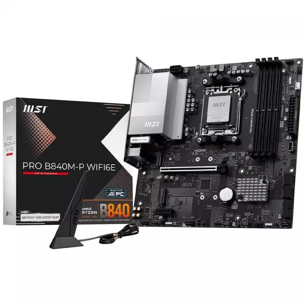Placa Mãe MSI PRO B840M-P WiFi6E, Chipset B840, AMD AM5, mATX, DDR5 🖥️
