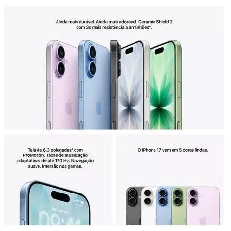 iPhone 17 256GB 6,3 Polegadas 5G Original Novo Lacrado Garantia Apple 1 Ano Nota Fiscal 📱