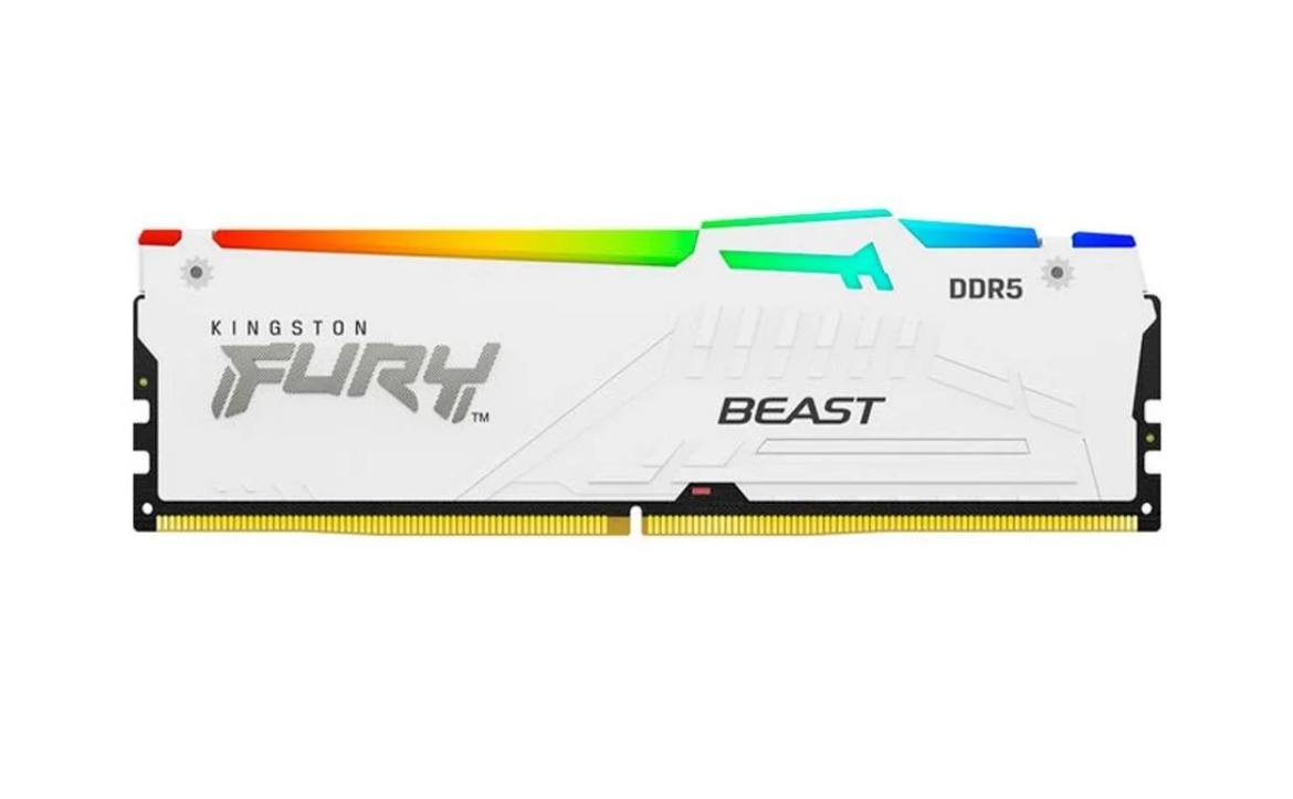 Memória RAM Kingston Fury Beast Expo, RGB, 32GB, 6000MT/s, DDR5, DIMM, CL30, Branco - KF560C30BWEA-32 🛒💻