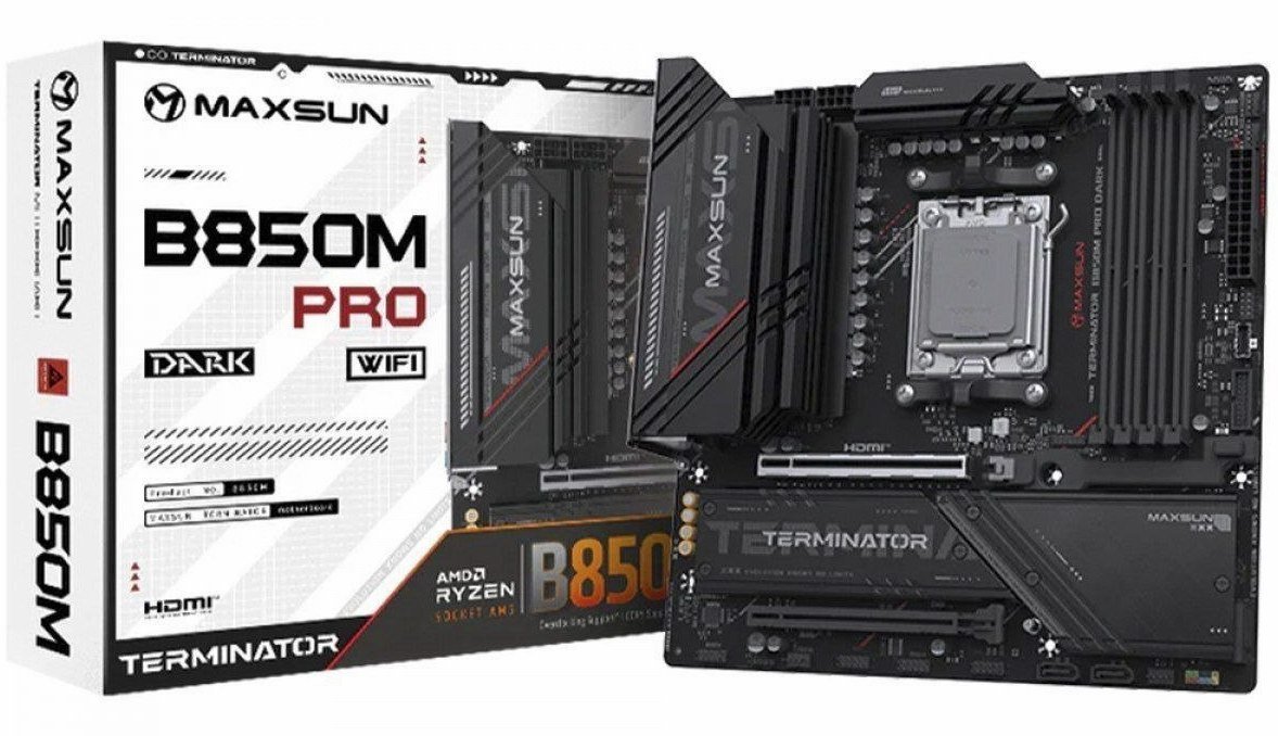 Placa Mãe Maxsun Terminator B850M Pro Dark WiFi, Chipset B850, AMD AM5, mATX, DDR5 🔥🙏🏻
