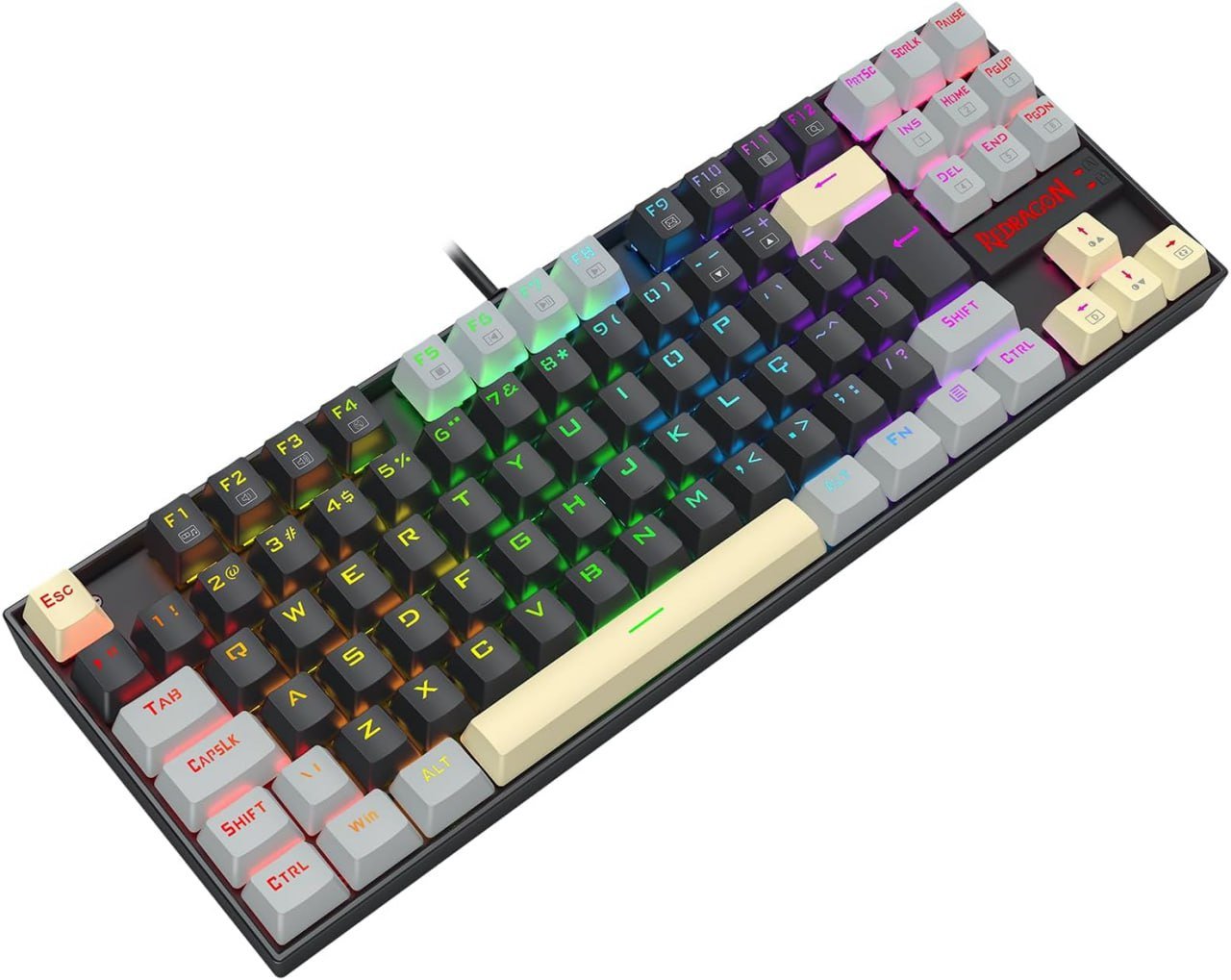 Teclado Mecânico Gamer Redragon Kumara RGB Preto Cinza e Amarelo Switch Marrom TKL K552LGY-RGB 🎮⌨️