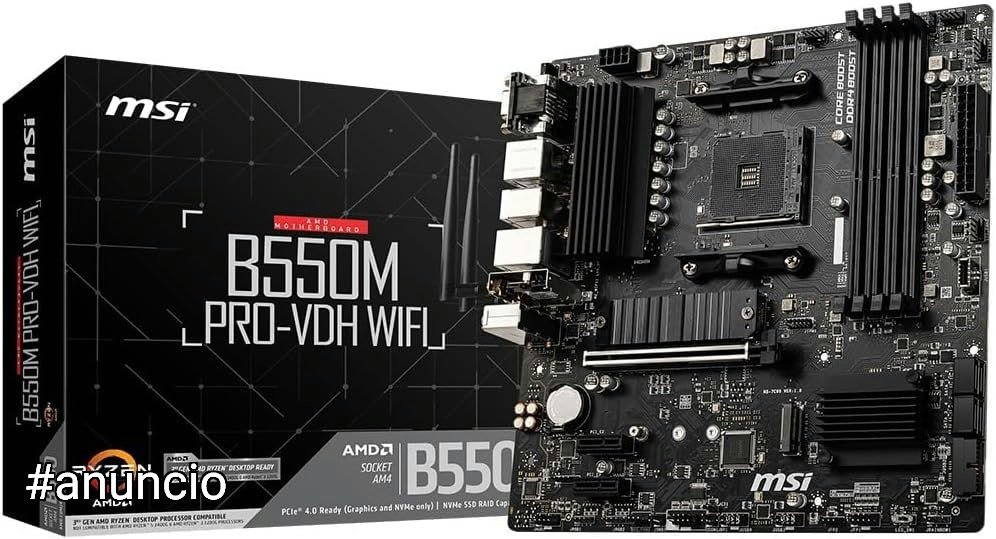 Placa-Mãe MSI B550M PRO-VDH WIFI, AMD AM4, DDR4, mATX, B550, PCIe 4.0, Wi-Fi, M.2, HDMI, DisplayPort 💻🛒